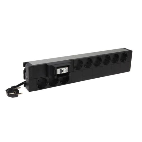 LCS³ 19" PDU - 1U - 9 x 2P+E - German standard - 16 A 1P MCB - height 2U - 3 m power supply cord with 16 A 2P+E plug
