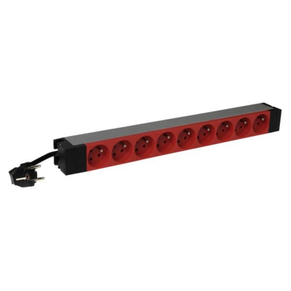 LCS³ 19" PDU 1U 9 x 2P+E french standard tamperproof red outlets with 3m power supply cord