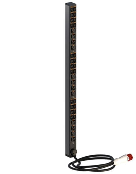 PDU, Zero-U, 3 phase 16A, 24 High Density C13 outlets + 12 C19 outlets, with cord locking