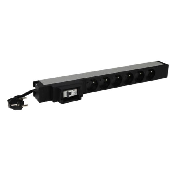LCS³ 19" PDU 1U 6 x 2P+E french standard with 3m power supply cord and equipped with a MCB 1P C16 6kA