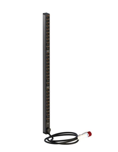 PDU, Zero-U, 3 phase 16A, 24 C13 outlets + 6 C19 outlets, with cord locking